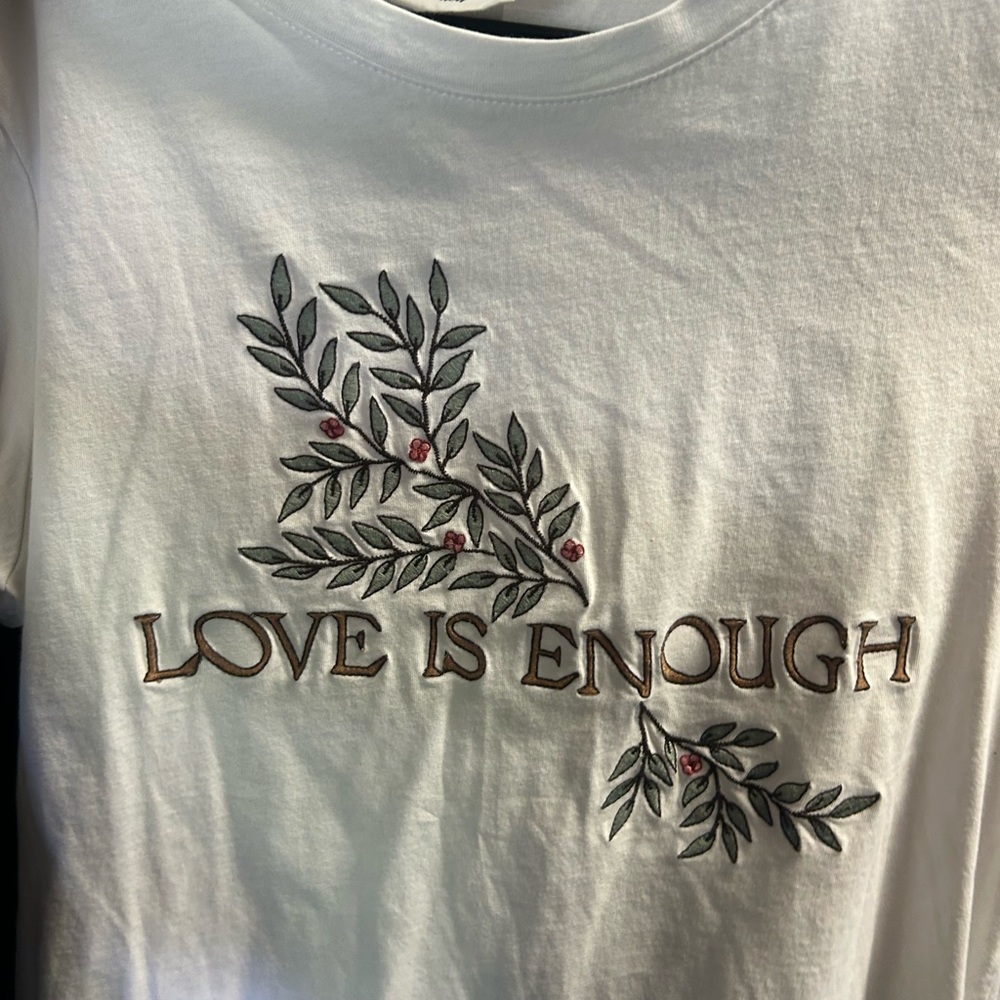 H&M White Embroidered Tee